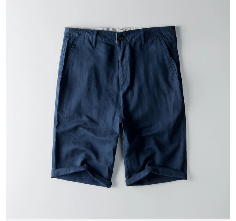 Summer Fashion Men Cotton Linen Shorts Beach Holiday Solid Color Fresh China Style Thin Casual Loose Half Length Straight Pants