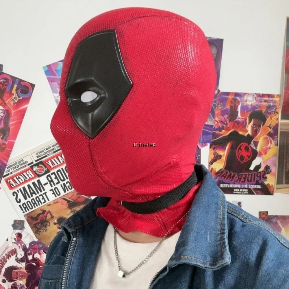 Marvel Deadpool Mask with 3D Screen Printed Fabric & 1 Pair of Magnetic Normal Eyes Halloween Cosplay Costume for Birthday Gift