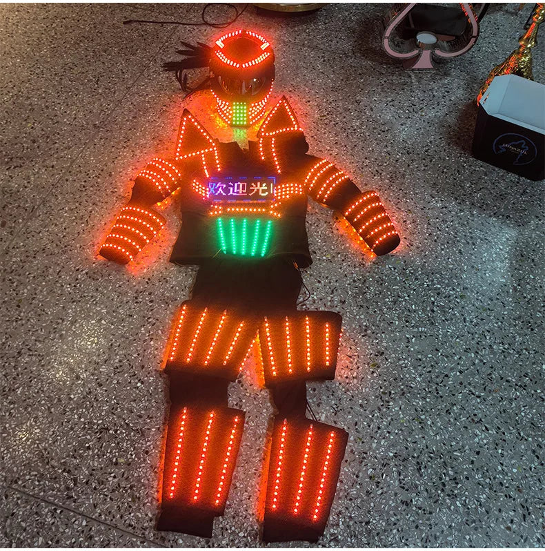 Nightclub Bar LED Costume Men Party Light Up Futuristic Clothing Stage Performance Robot Atmosphere Programming Rave Outfit