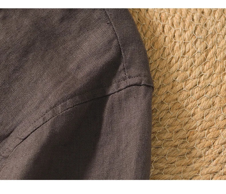 Summer New 100% Linen Short Sleeve T Shirt for Men Casual Thin Solid Color Slim Men Clothing BL998