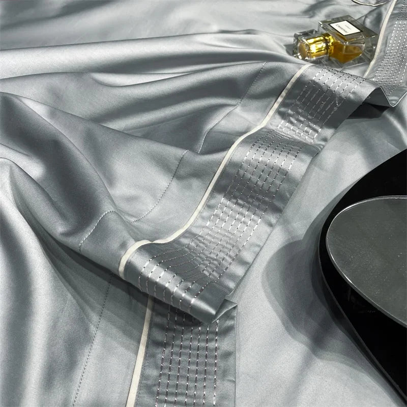 2000TC Egyptian Cotton Bedding Set Luxury Jacquard Duvet Cover Set with Sheet Silver gray Comforter Covers Pillowcases Bed Linen