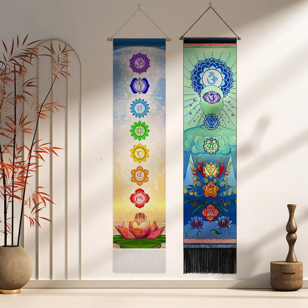 Seven Chakra Tapestry Mandala Chakras Wall Hanging Tree Of Life Tapestry Yoga Meditation Tapestries for Spiritual Room Decor