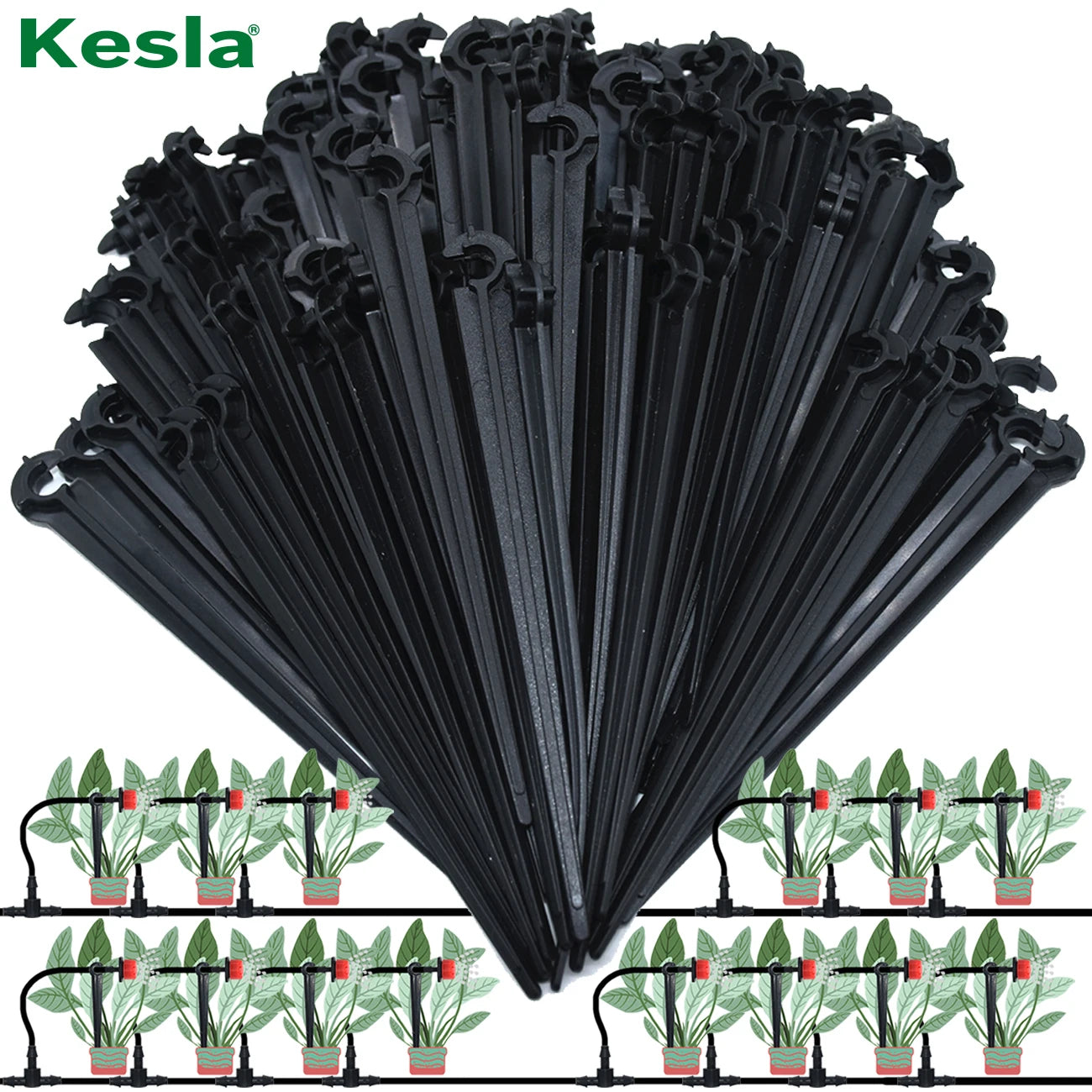 50-200PCS Durable 1/4'' C-type Hook Fixed Stem Support Holder Stakes for 4/7mm Hose Flowerpot Drip Irrigation Fitting Greenhouse