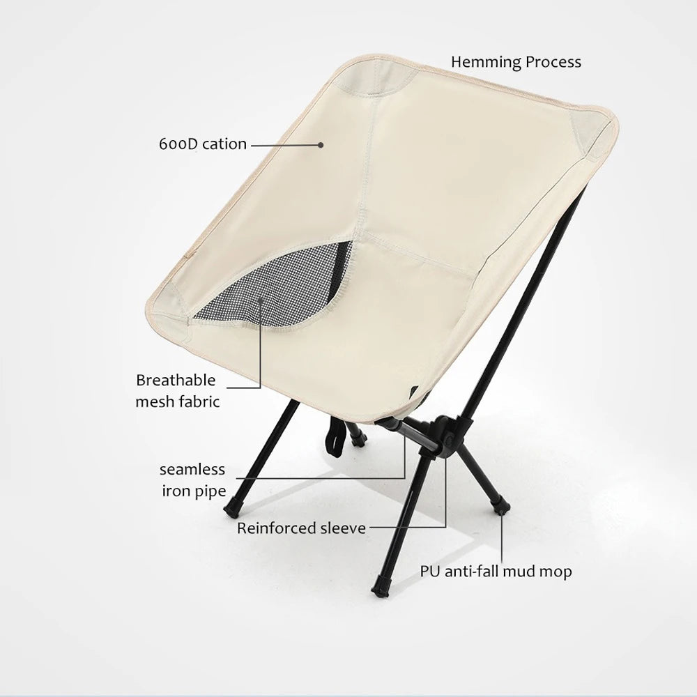 TANXIANZHE Outdoor Portable Camping Chair Oxford Cloth Folding Lengthen Seat for Fishing BBQ Picnic Beach Ultralight Chairs