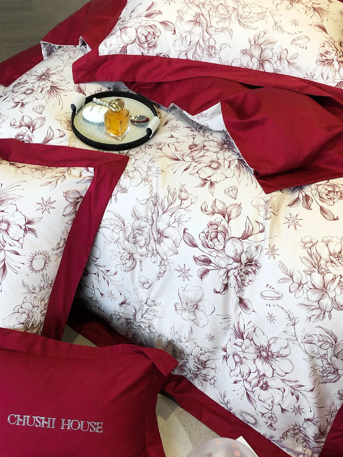 100S Egyptian Cotton Bedding Set Wedding Queen King Double Size Digital Printing  Bed Linens Duvet Cover Set Sheet Pillowcase