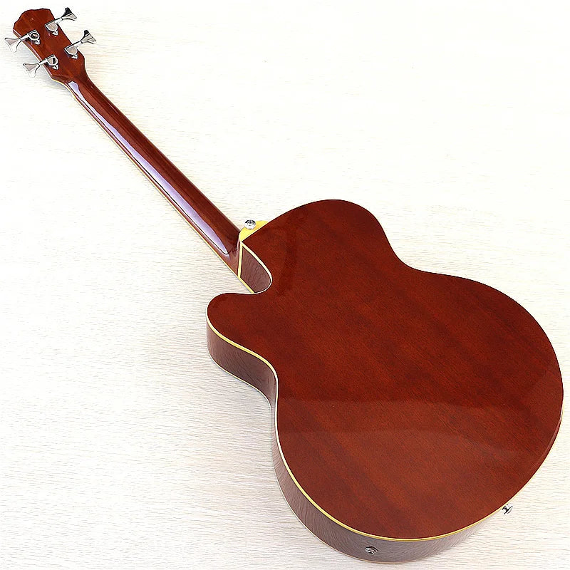 Acoustic Electric Bass Guitar 4 String High Gloss Acoustic Bass 43 Inch Natural Color Black Color Cutaway Bass Guitar with EQ