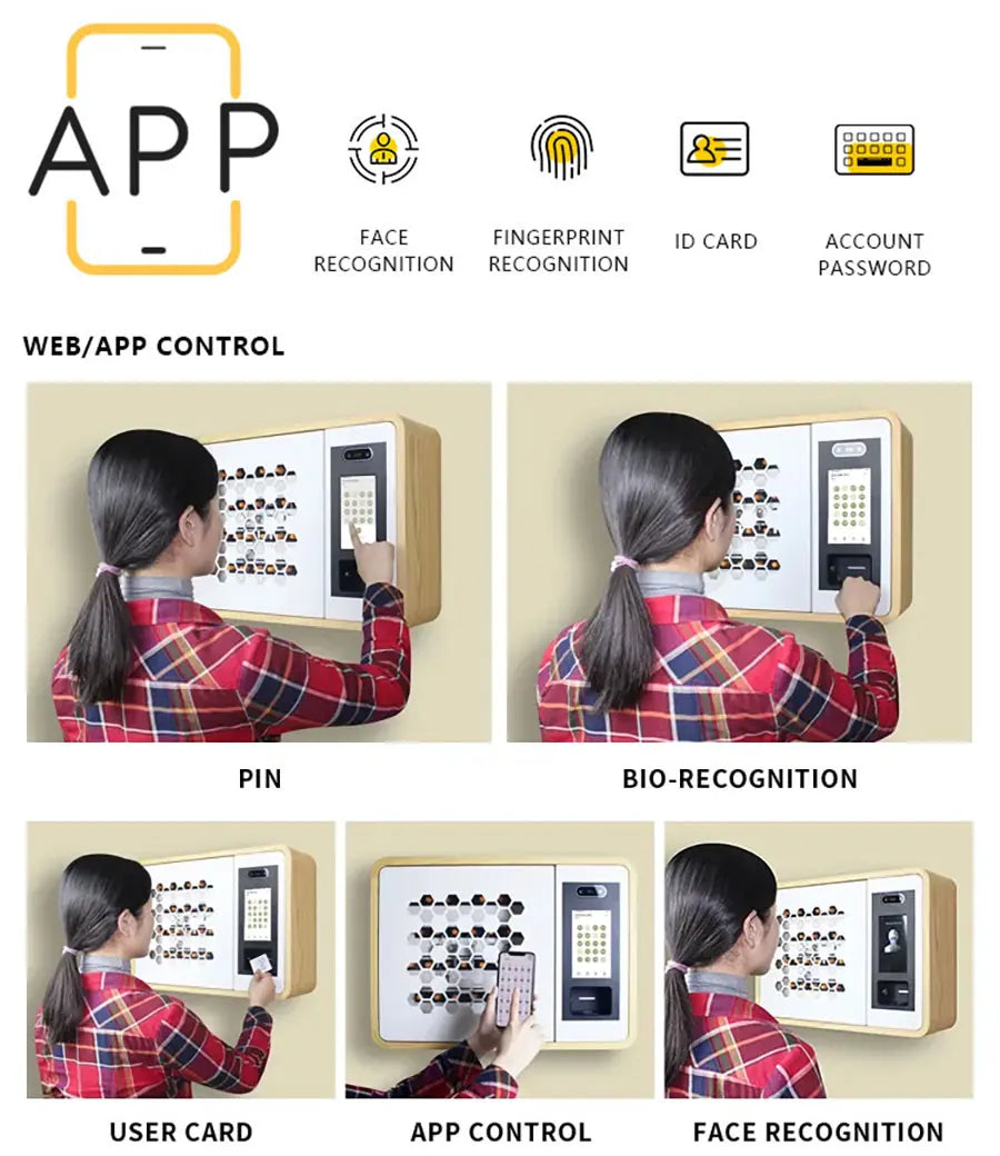 2021 Wall Mount Fingerprint Controlled Key Storage Lock Box Metal Key Safes