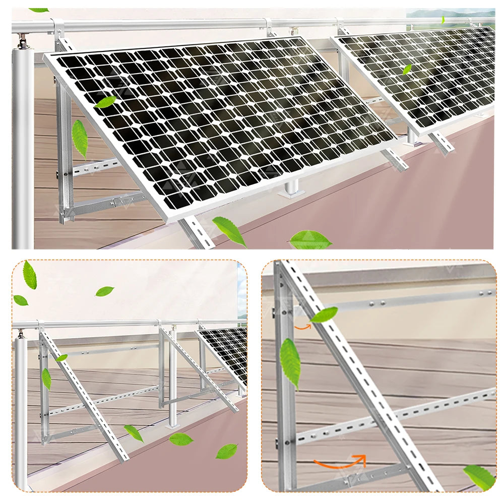Solar racking for balconies Lightweight design Easy to install Robust racking Suitable for: balconies, gardens, wall mounting