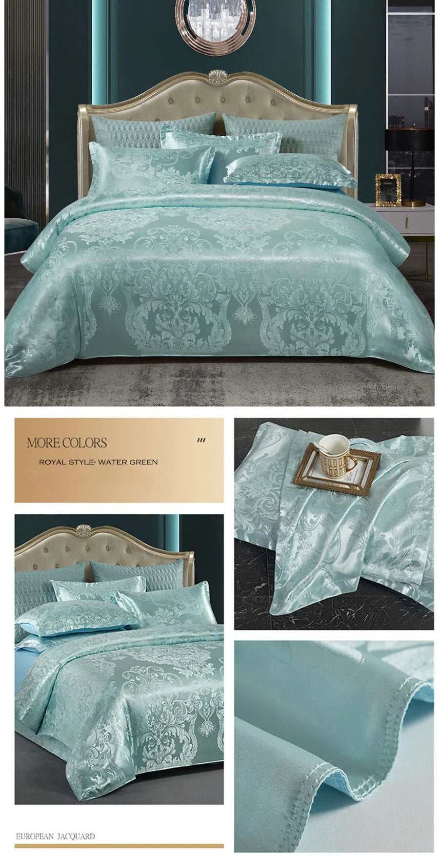 WASART Satin rayon jacquard white duvet cover couple 2 people double bed quilt cover bedding set queen king size comforter set