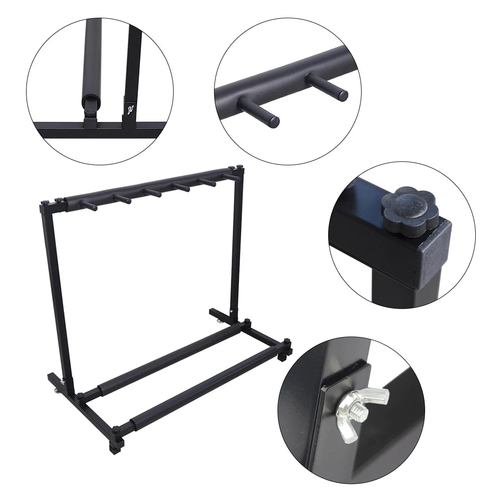 Guitar Stand Multiple 5 Compartments for Acoustic Guitar, Western Guitar  Electric Guitars Multiple Guitar Stand with Rubber Pa