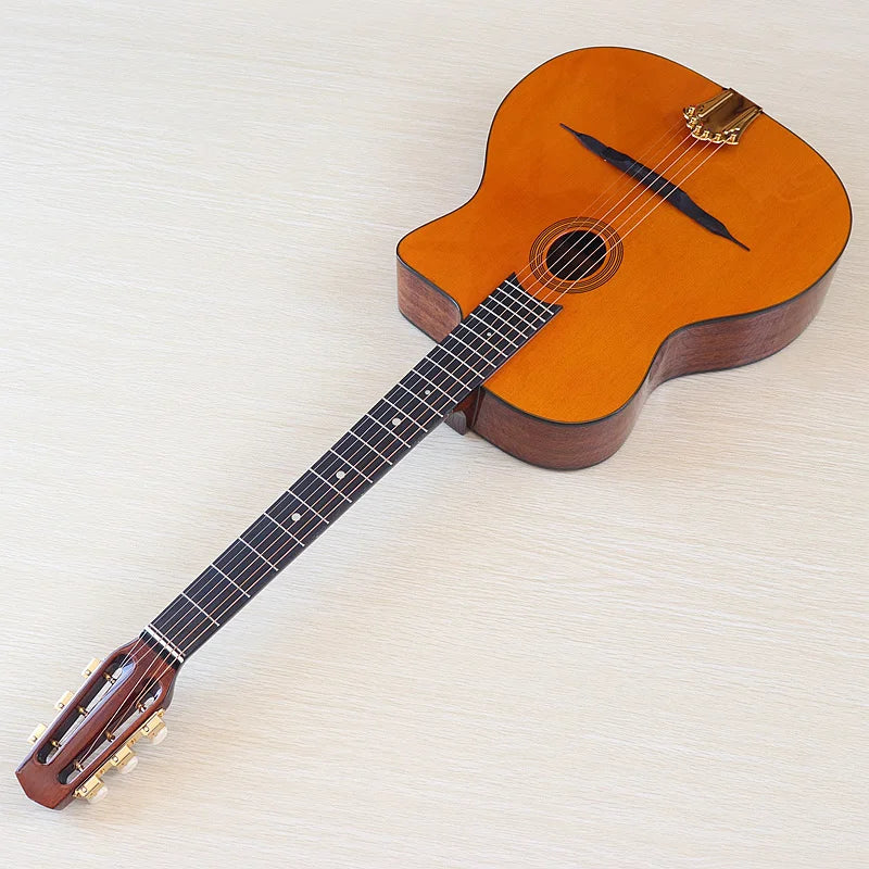 41 Inch Django Guitar Spruce Wood Top Gypsy Swing Acoustic Guitar Natural High Gloss Finish 6 String Folk Guitar Jango
