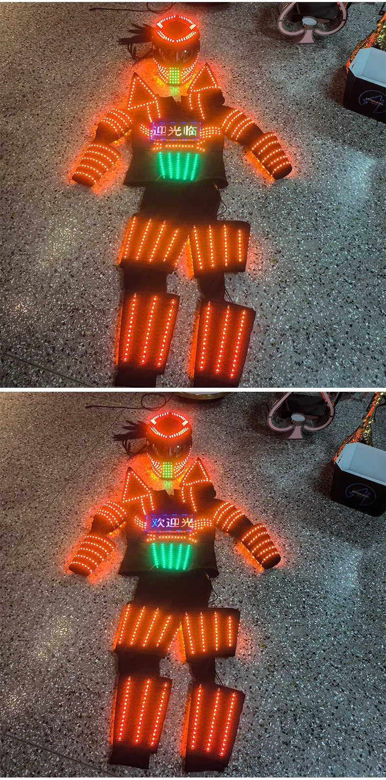 Nightclub Bar LED Costume Men Party Light Up Futuristic Clothing Stage Performance Robot Atmosphere Programming Rave Outfit