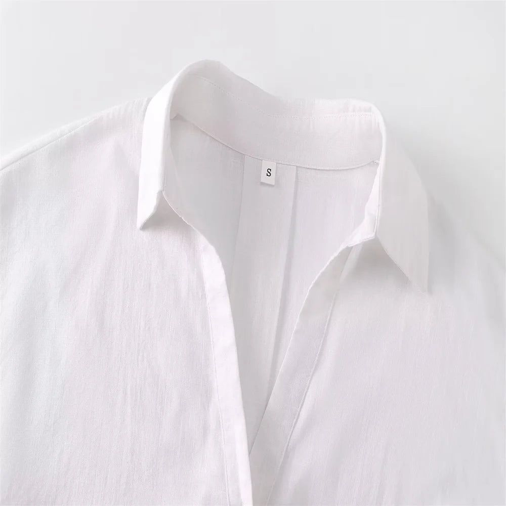 Kar&Otza 2024 Summer New Women's Fashion French Style Slimming Loose Fashion Women's Versatile Wide Sleeve V-neck Shirt