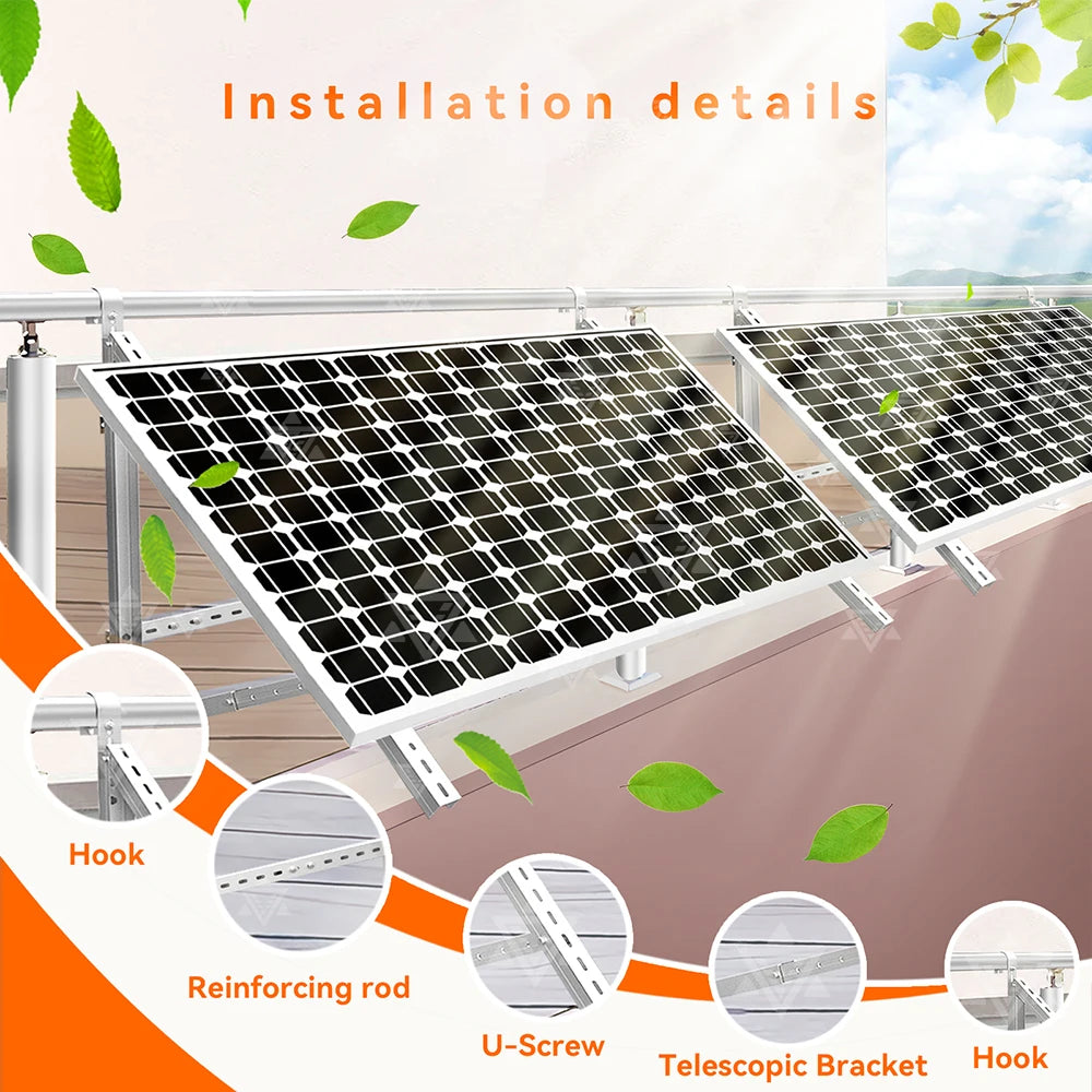 Solar racking for balconies Lightweight design Easy to install Robust racking Suitable for: balconies, gardens, wall mounting