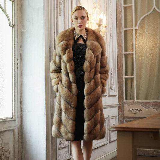Women's Fur Coat 2223 Trend Natural Fur Long Mink Yellow Fashion Outerwear Jackets Trench Coats New In Outdoor Clothes Clothing