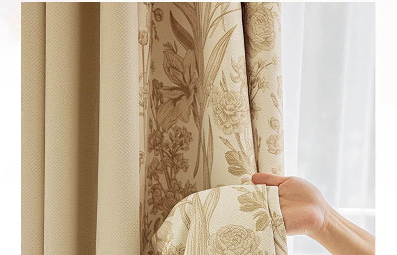 Retro Light Luxury Style Drapes Large Area Bedroom Full Blackout Curtain Home Living Room Drape Floor-to-ceiling Window Curtains