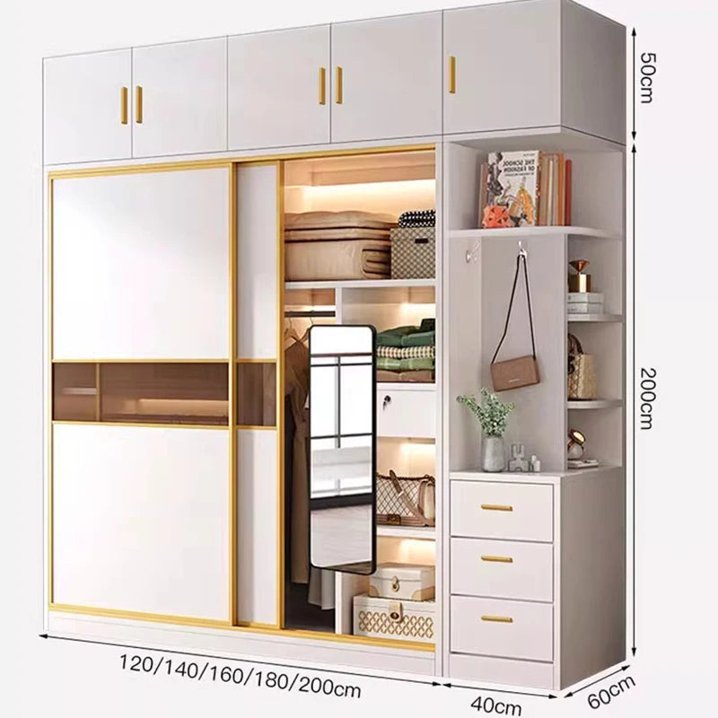 Clothing Rack Room Wardrobes Modern Display Clothes Bedroom Organizer Cabinets Wooden Simple Armario De Ropa Hotel Furniture