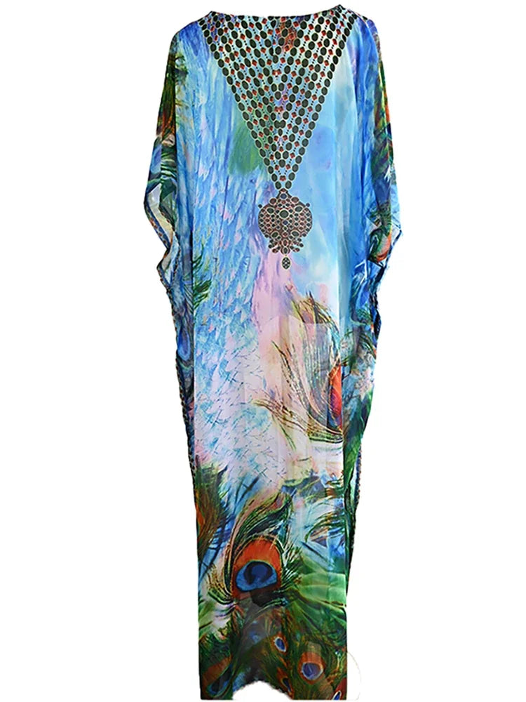 Plus Size Chiffon Beach Cover Up Women Maxi Dresses  Robe De Plage Vestidos Sarong Swimsuit Cover Up Pareos De Playa Mujer