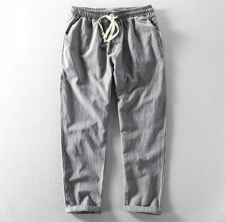 Fashion New In Sale Trousers for Men Cotton Linen Wrinkle Black Summer Casual Pants Man Korean Style Aesthetic Stylish Trend Y2k