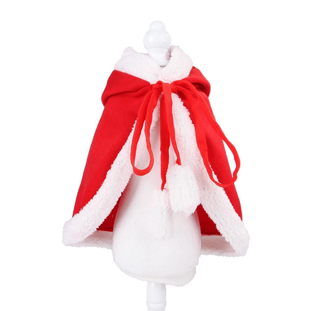 Winter Cat Costume Santa Cosplay Funny Transformed Cat Dog Pet Christmas Cape Dress Up Clothes Red Scarf Cloak Props Decoration