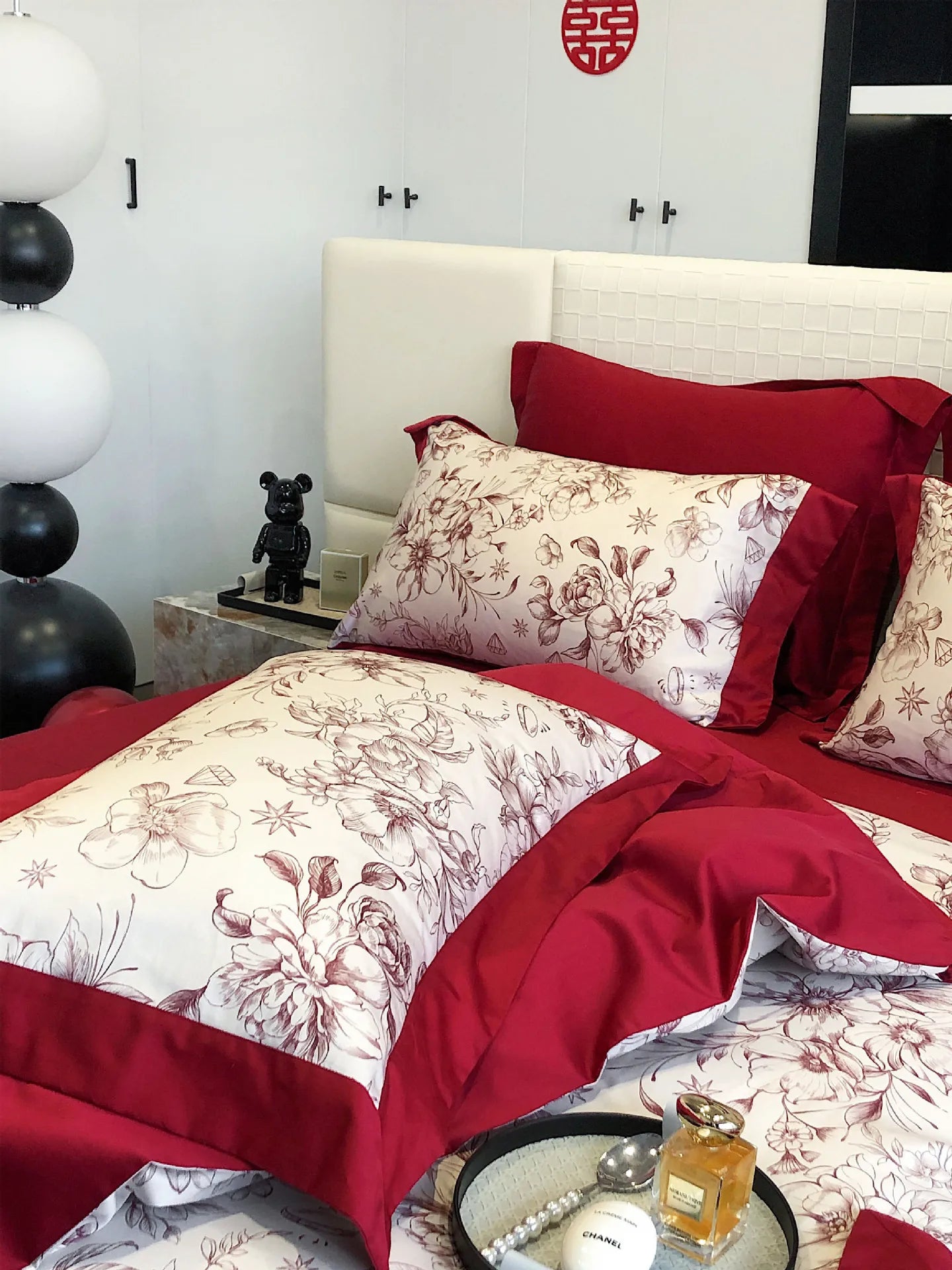 100S Egyptian Cotton Bedding Set Wedding Queen King Double Size Digital Printing  Bed Linens Duvet Cover Set Sheet Pillowcase
