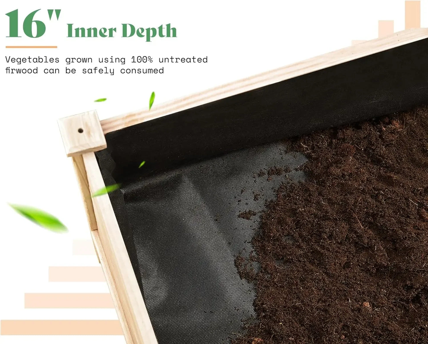 18 Inch Deep Wooden Raised Garden Planter  Raised Garden Bed with Legs Elevated Planter Box Elevated Garden Planters