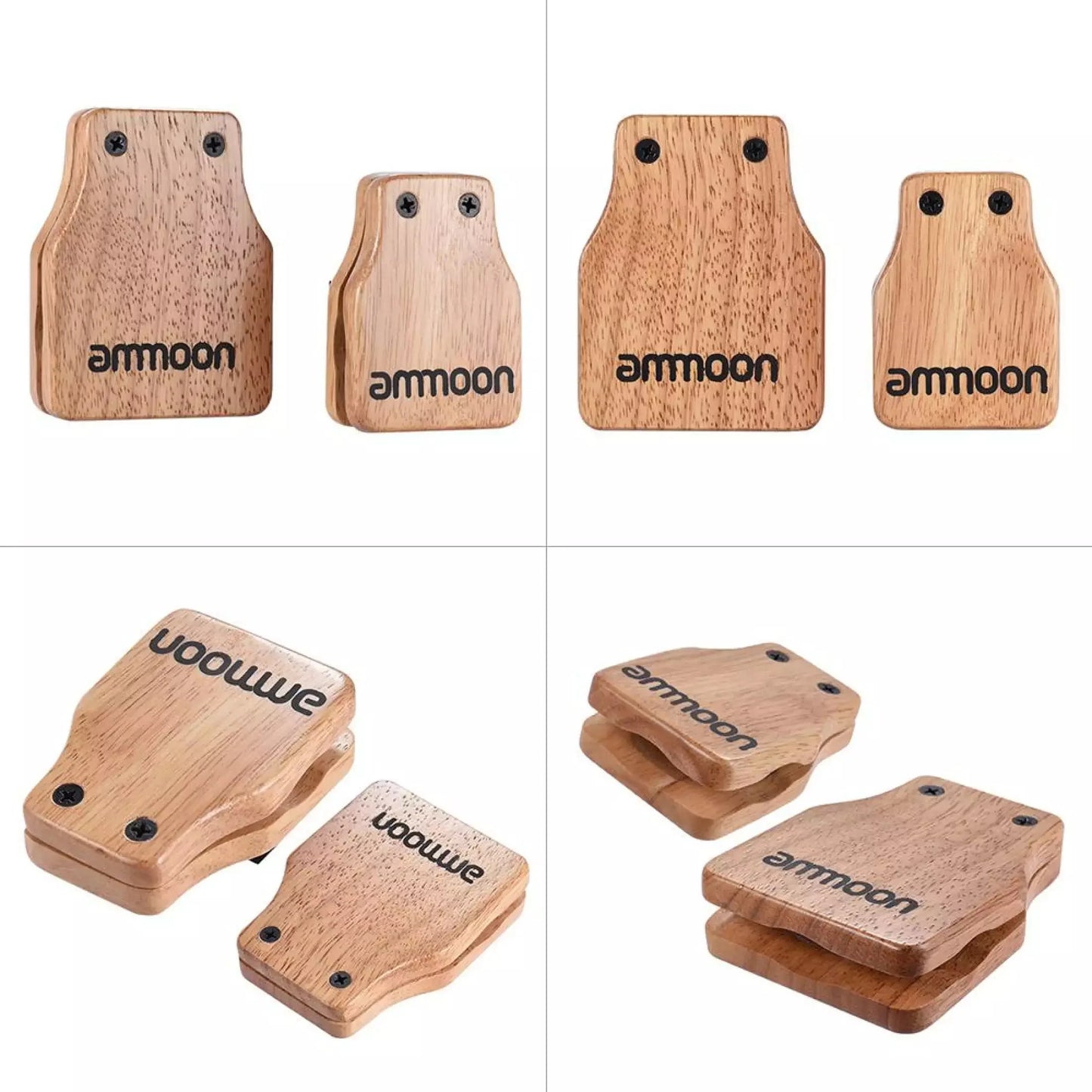 ammoon 2pcs Cajon Box Drum Large & Medium Companion Accessory Castanets for Hand Percussion Instruments