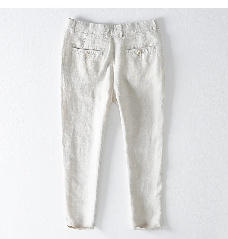 Top Selling Product In 2023 Spring Summer New Fashion 100% Linen Casual Pants Men Clothing Loose Straight Oversize Trousers