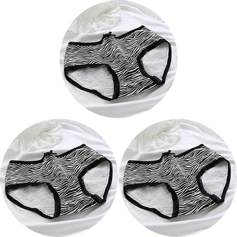 3Pcs/set Women Sexy Cotton Panties Underwear Seamless Soft Briefs Skin-Friendly Female Lingerie Mid-waist Black Underpants