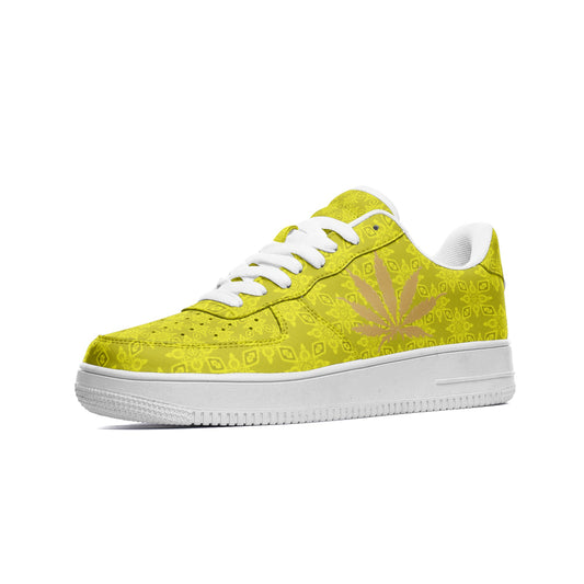 Gold Infinite Universe Unisex Low Top Leather Sneakers