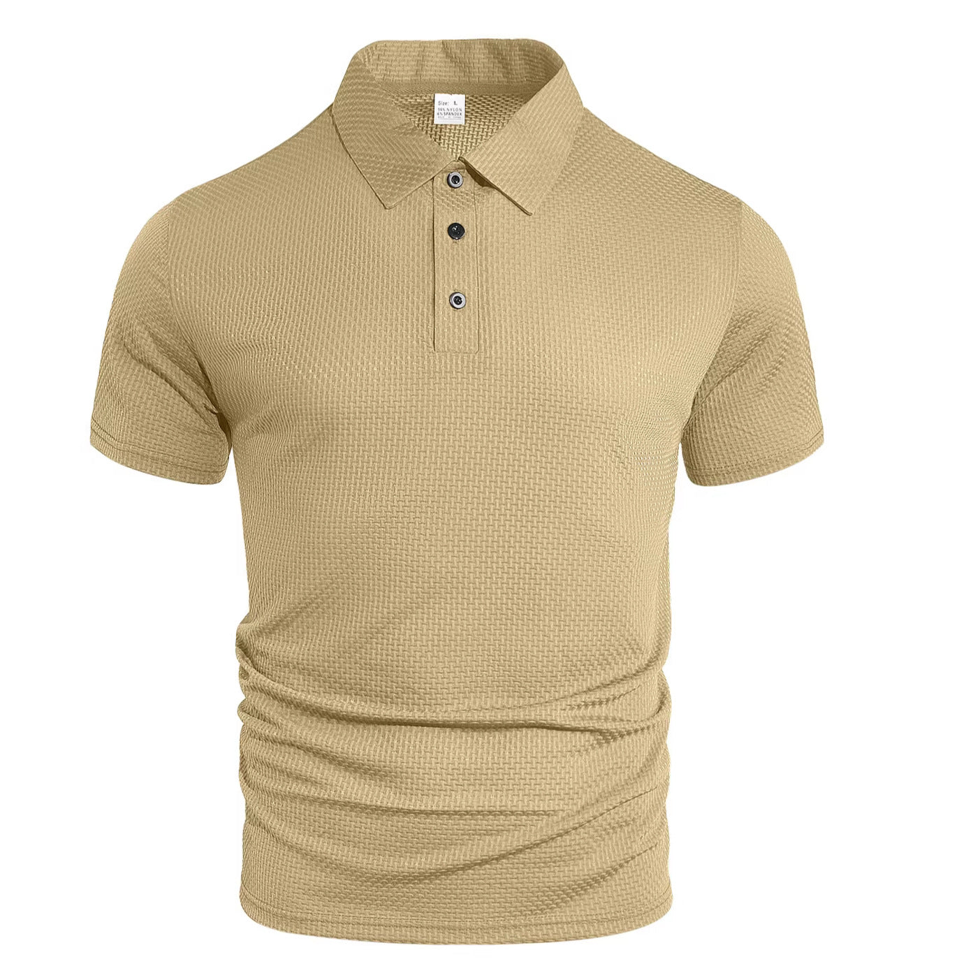 Mens Cool-Feel Short-Sleeve Lapel Button T-Shirt