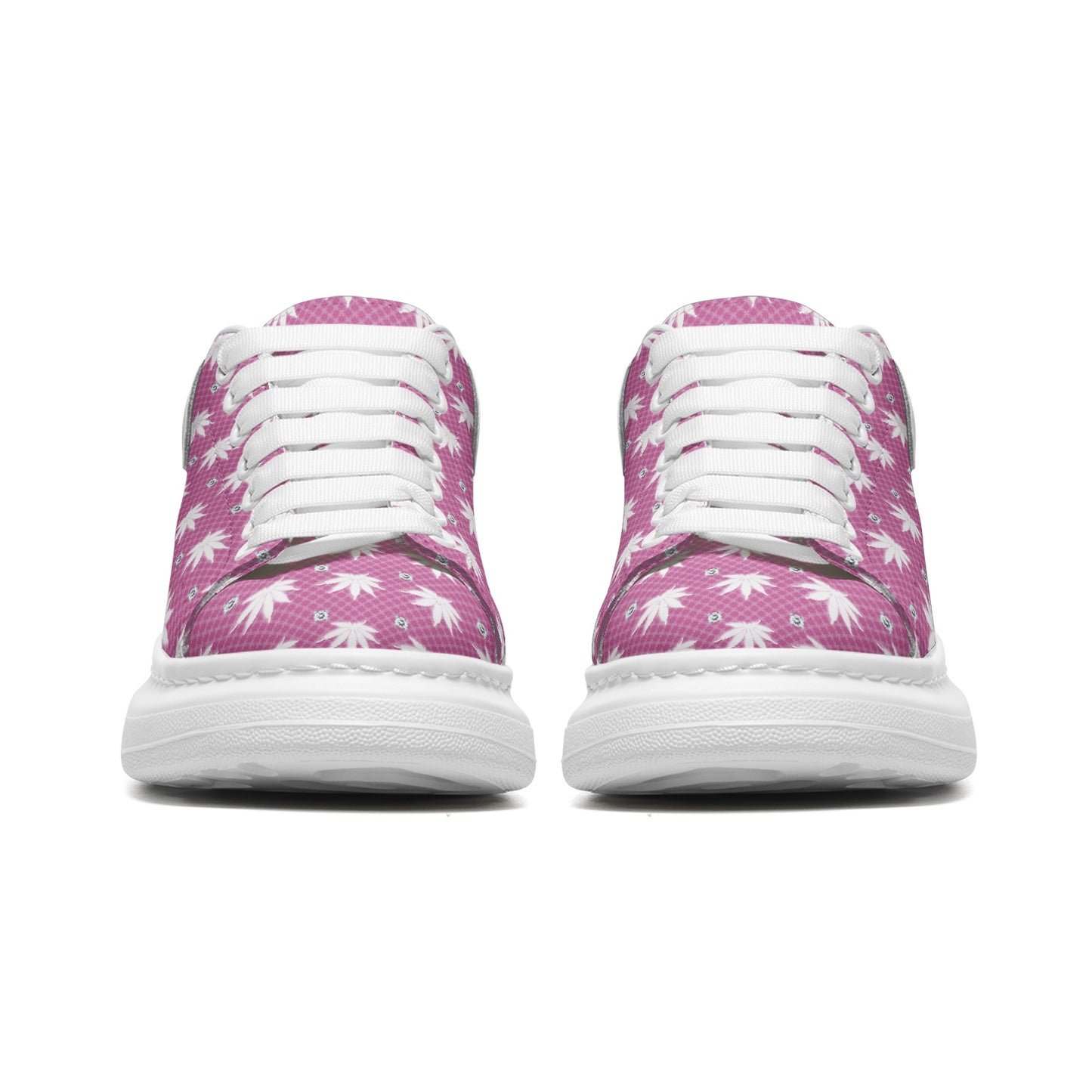 FROSTED ICED FLAMING ICED DIAMOND Unisex Non Slip Lace Up Faux Leather Sneakers