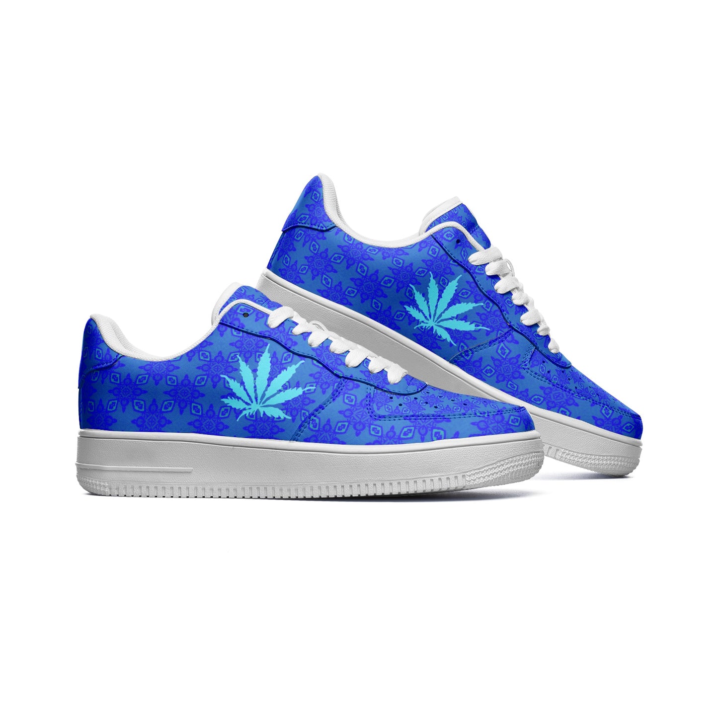Blue Mellow Infinite Universe Unisex Low Top Leather Sneakers